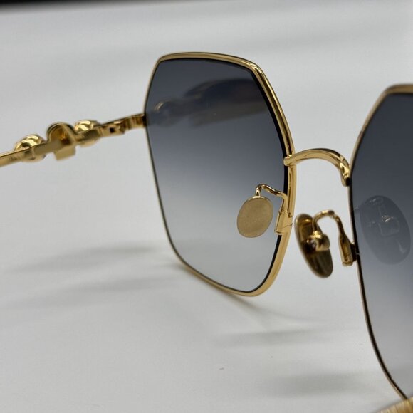 NEW AM0325S 001 ALEXANDER MCQUEEN GOLD/GREY WOMEN ALEXANDER MCQUEEN SUNGLASSES - Picture 9 of 14